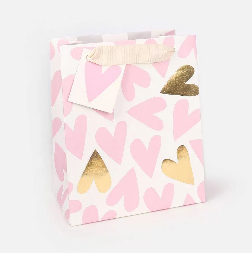 Shop Baby Pink Hearts Medium Gift Bag Gift Bags