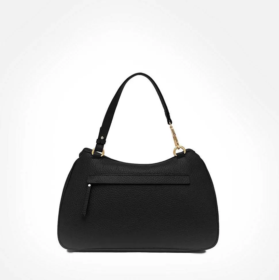 Discount Black Leather Brooke Fold Down Bag Shoulder Bags