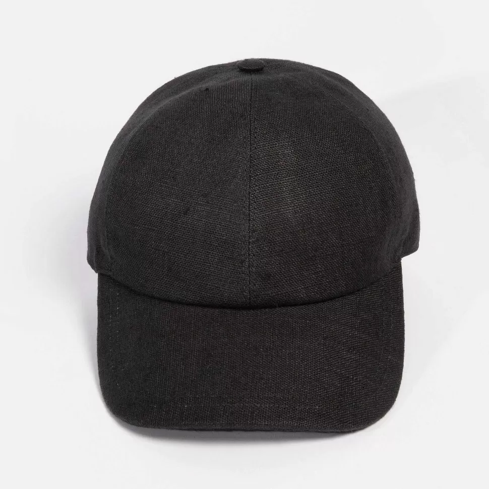 New Black Linen Cap Hats & Caps