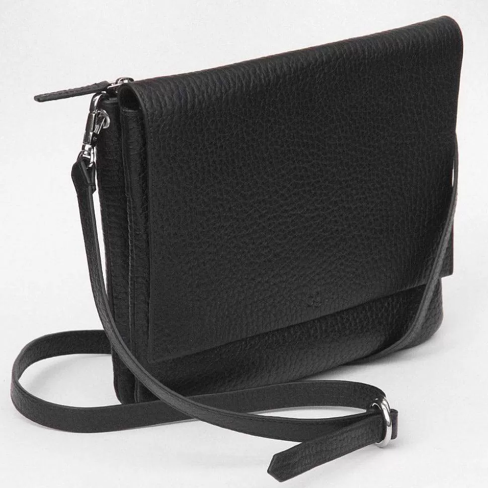 New Black Pebble Leather Relaxed Hoxton Satchel Crossbody Bags