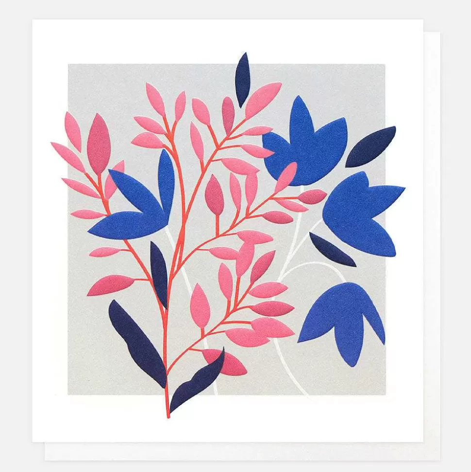 Hot Blue And Pink Floral Everyday Card Everyday Cards