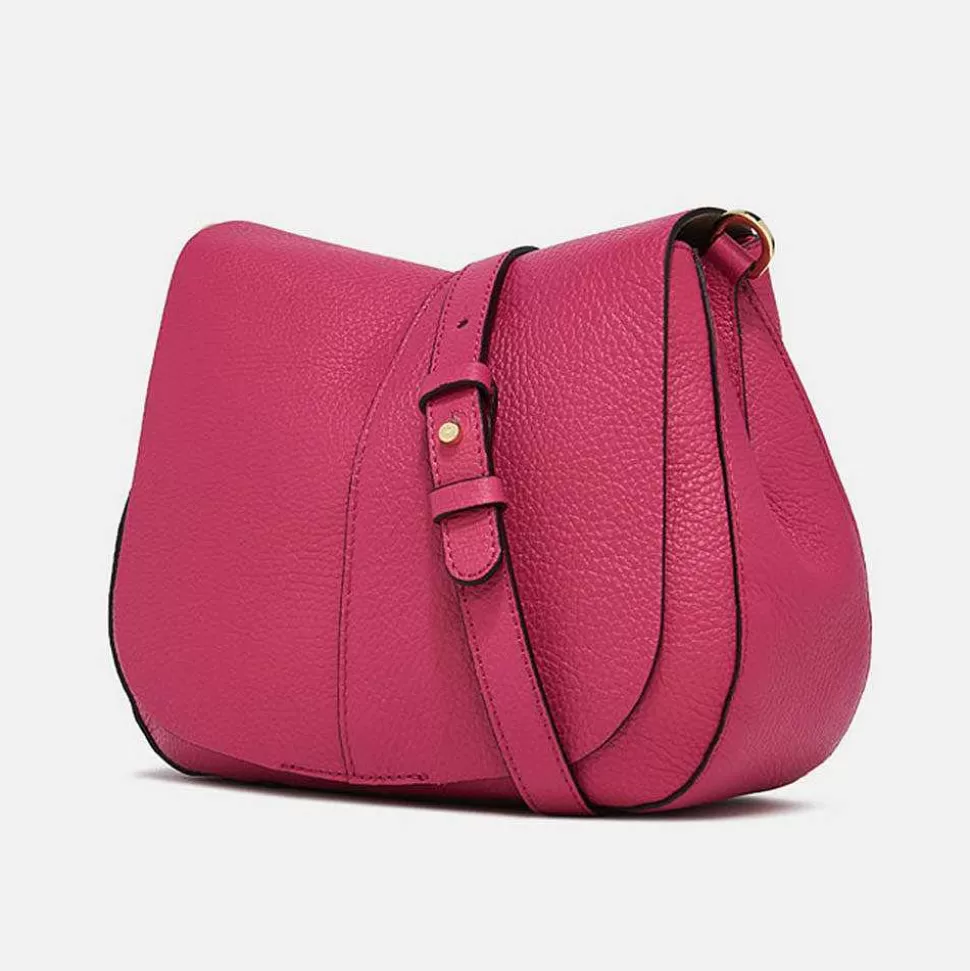 Best Sale Bright Pink Leather Helena Saddle Bag Colourful Bags