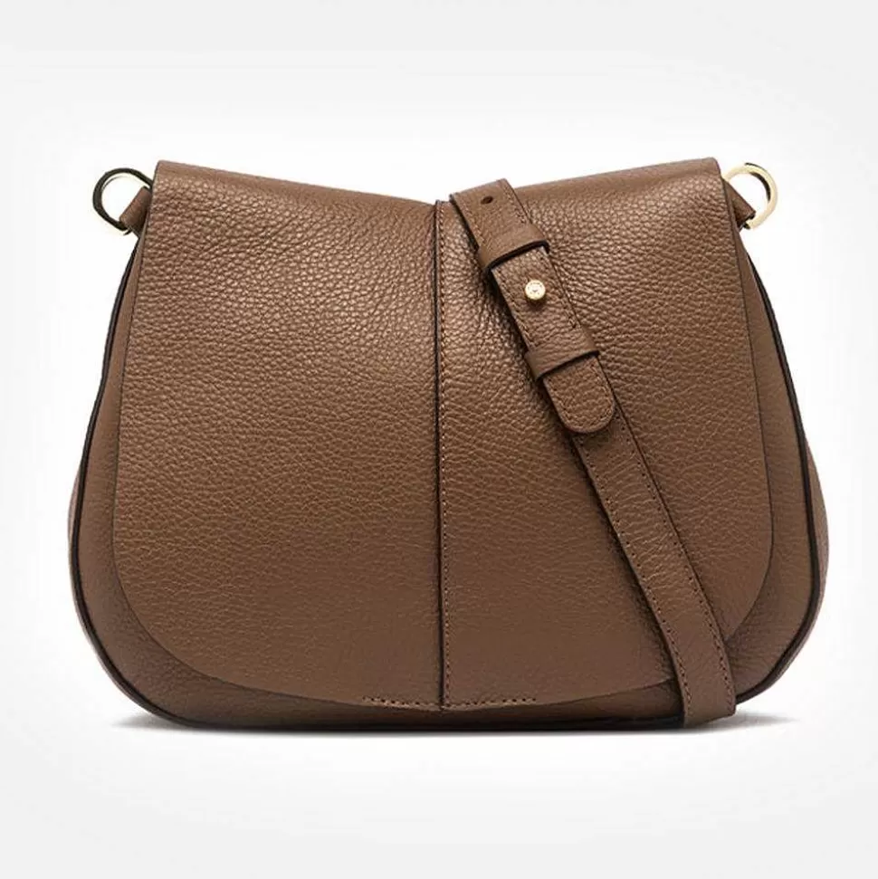 Hot Brown Leather Helena Saddle Bag Crossbody Bags