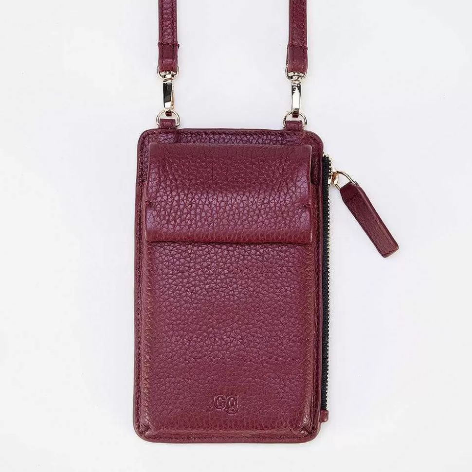 Outlet Burgundy Leather Phone Bag Colourful Bags