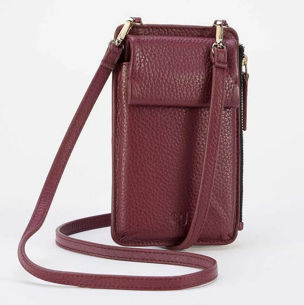 Outlet Burgundy Leather Phone Bag Colourful Bags