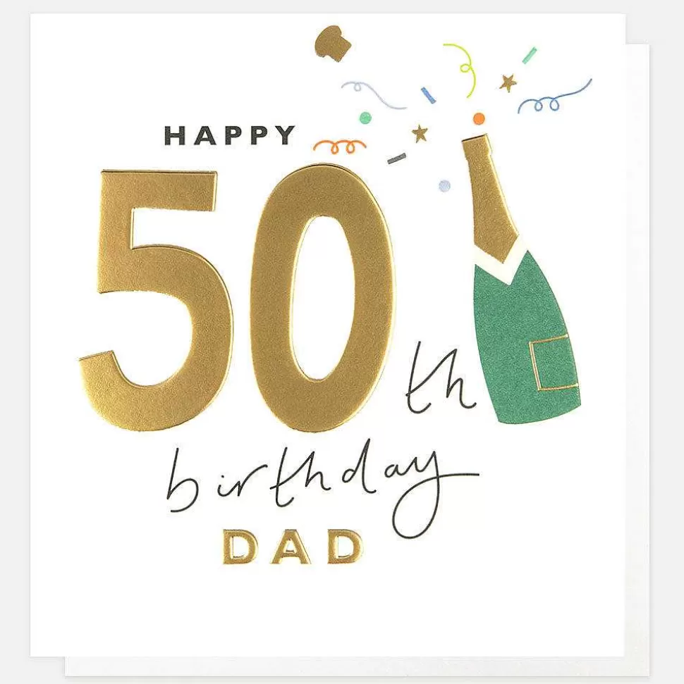 Outlet Champagne Bottle 50Th Birthday Card For Dad New Cards
