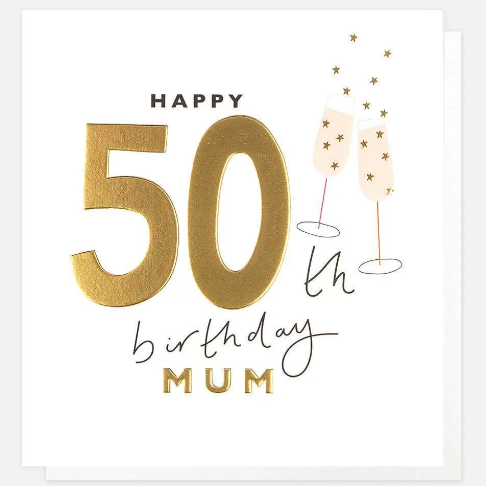 Cheap Champagne Flutes 50Th Birthday Card For Mum Female Relation