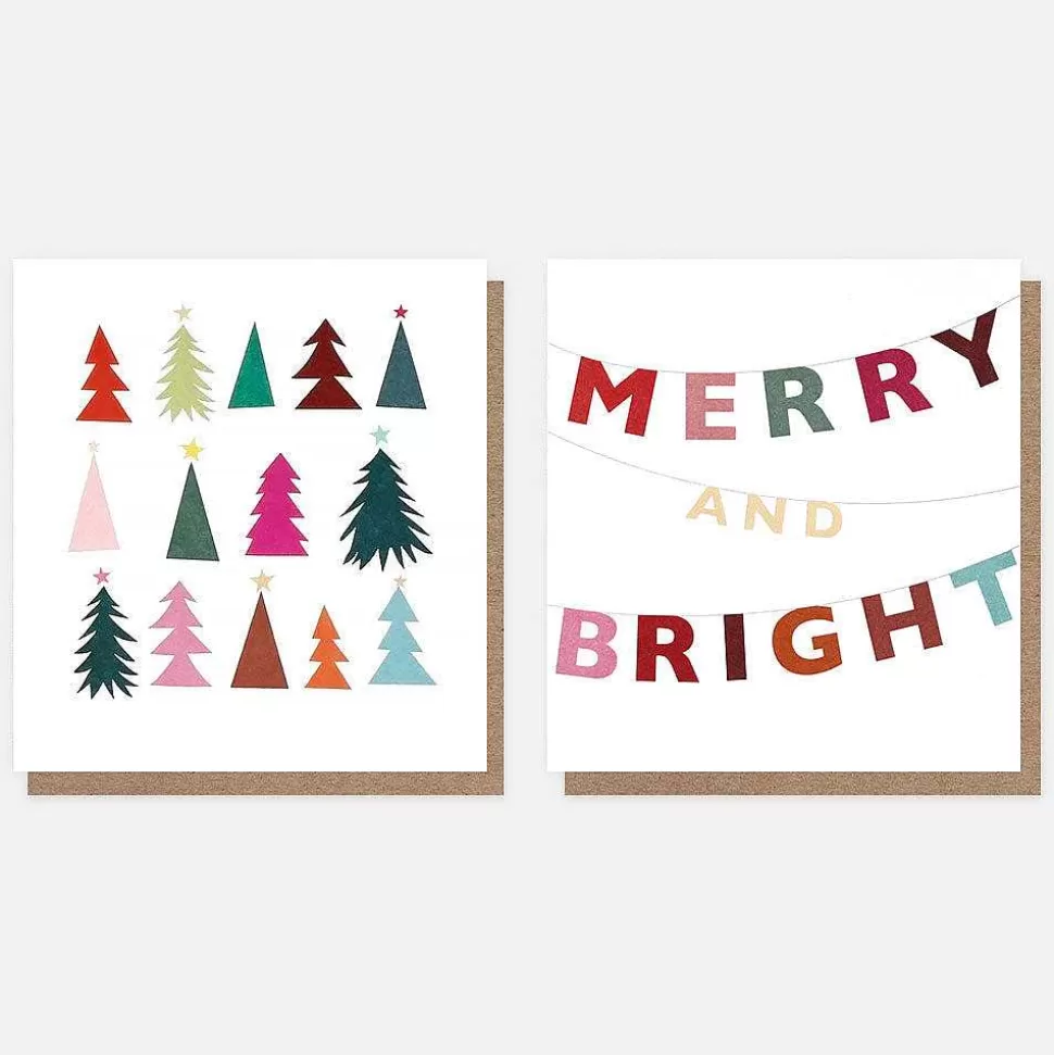 Online Cut Out Trees And Bunting Charity Christmas Cards Pack Of 8 Packs Of Cards