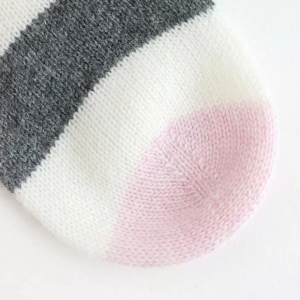 Shop Dark Grey/Cream Stripe Cashmere Bedsocks Socks