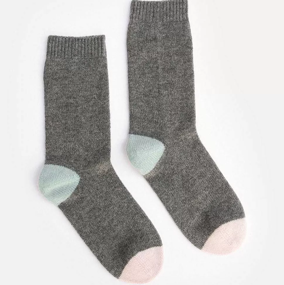 Cheap Dark Grey/Light Blue/Pale Pink Cashmere Bedsocks Socks
