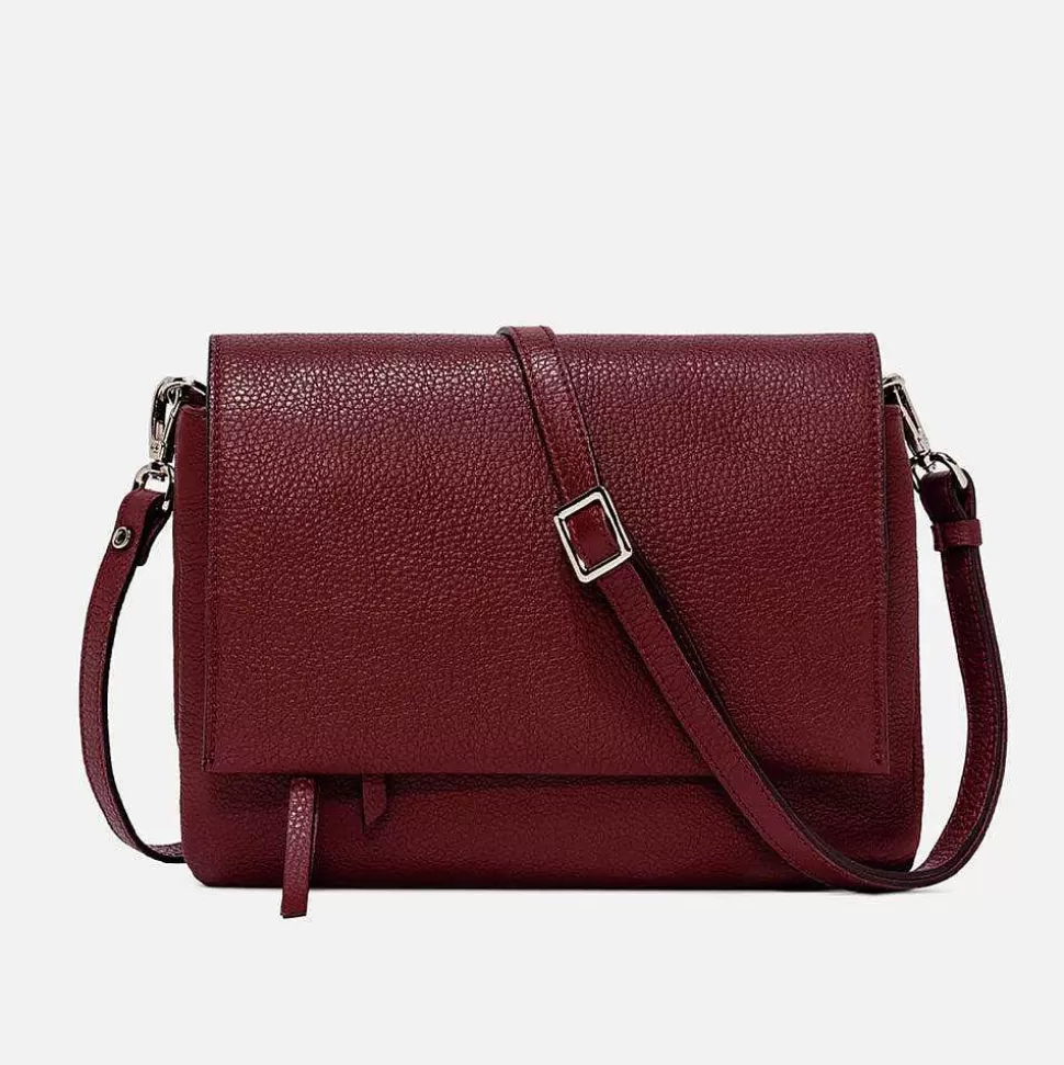 Online Dark Red Leather Three Flap Bag Crossbody Bags