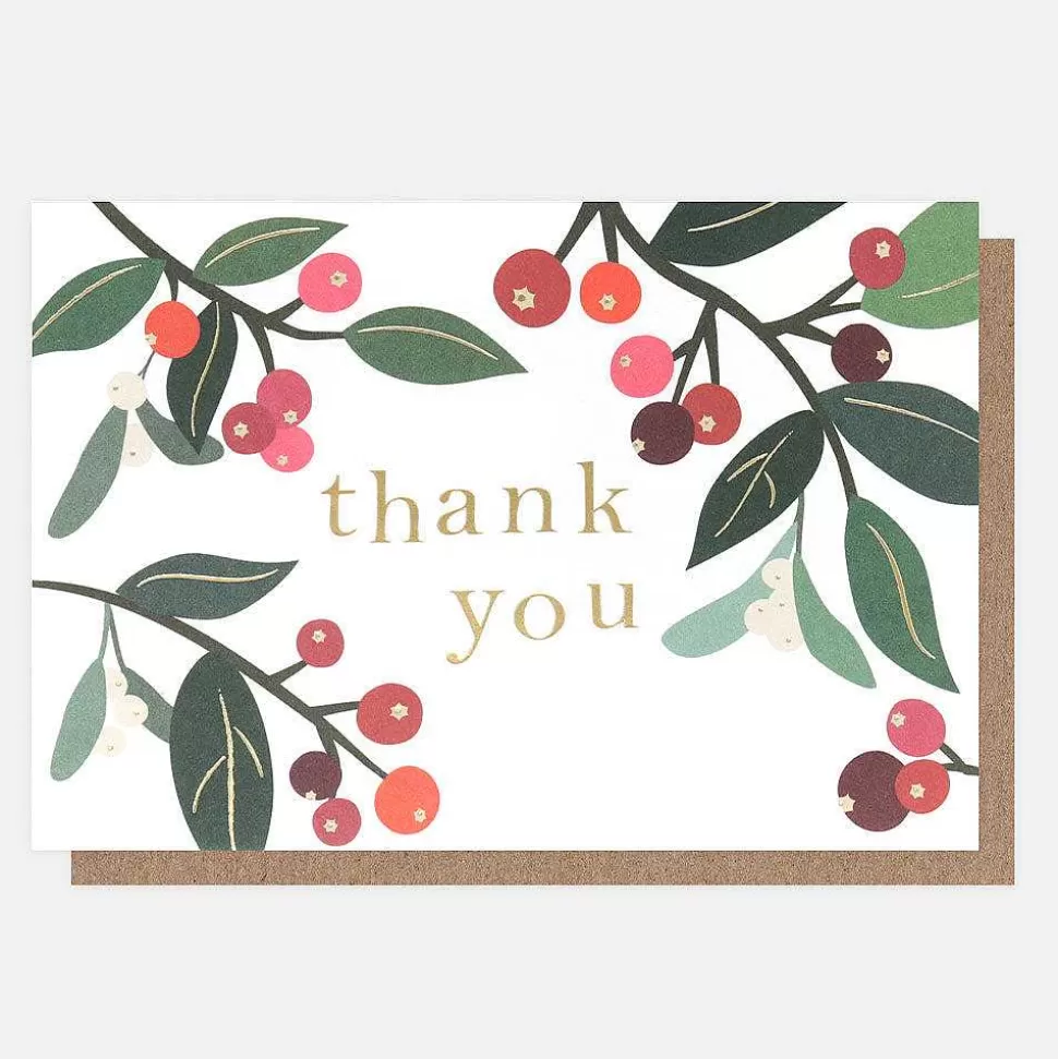 Clearance Foliage & Berries Small Thank You Card Pack Of 10 Thank You Cards