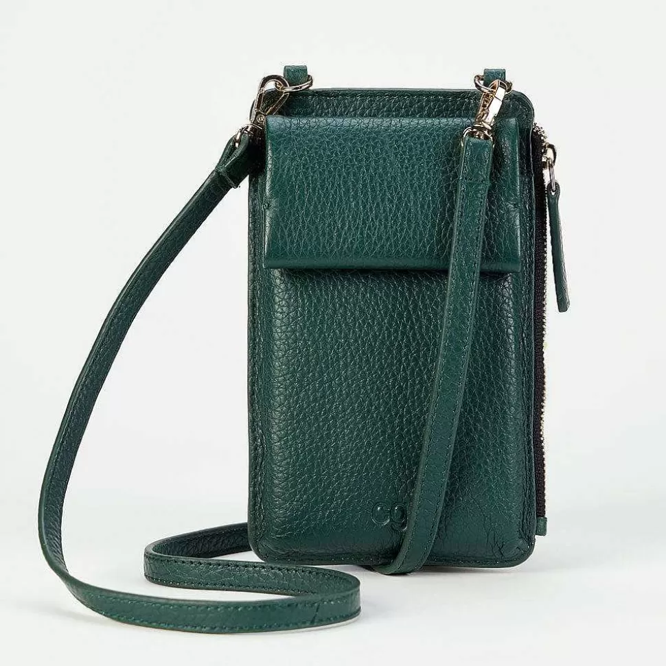 Shop Forest Green Leather Phone Bag Colourful Bags
