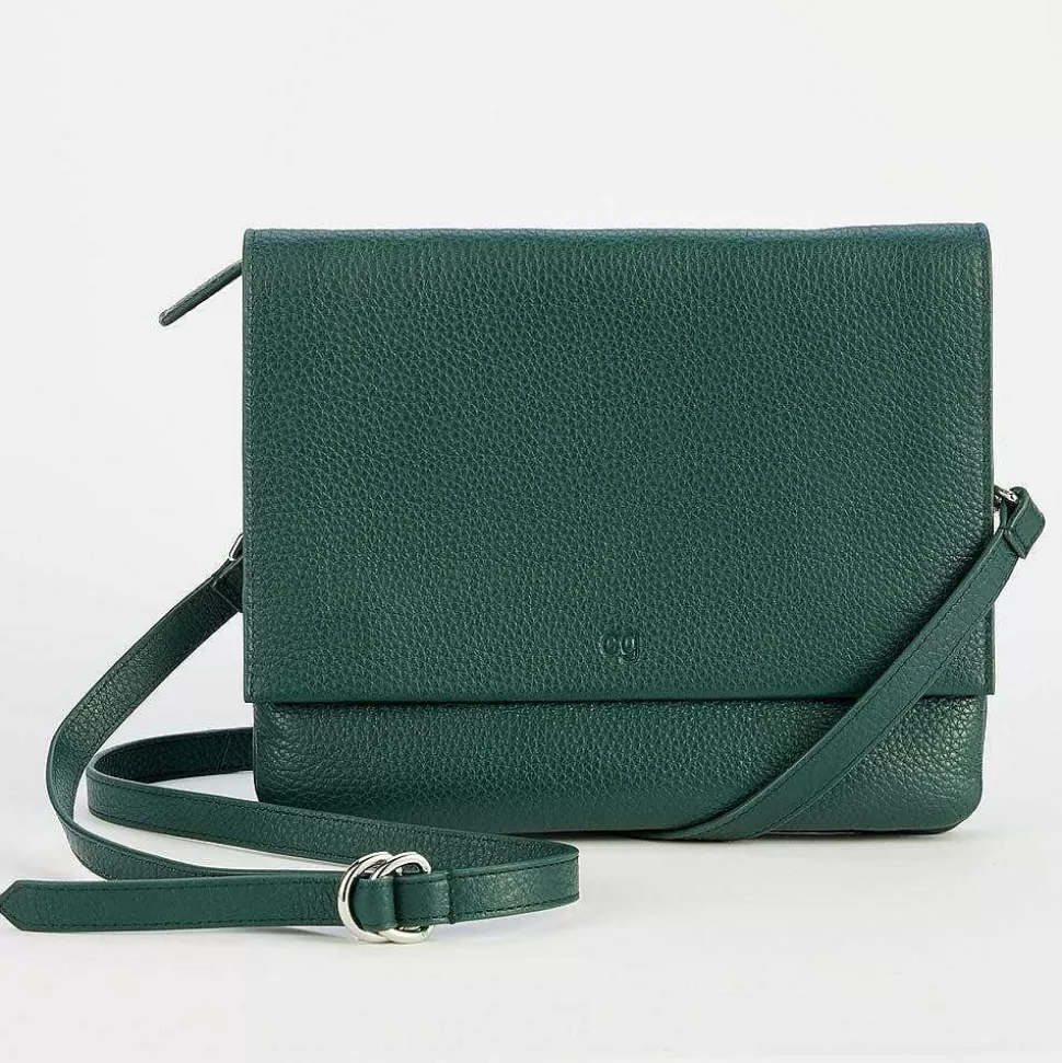 Cheap Forest Green Pebble Leather Relaxed Hoxton Satchel Shoulder Bags