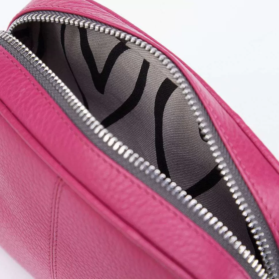 Clearance Fuchsia Pink Leather Mini Camera Bag Shoulder Bags