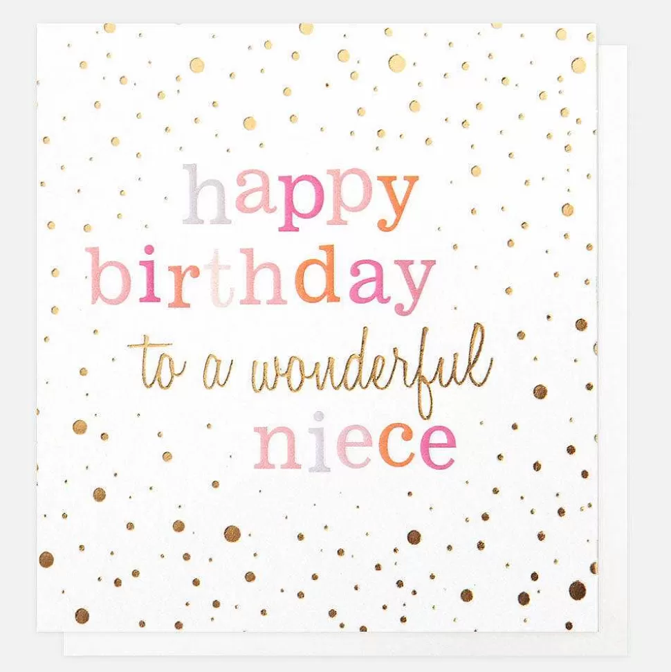 Cheap Gold Confetti Birthday Card For Niece Female Relation