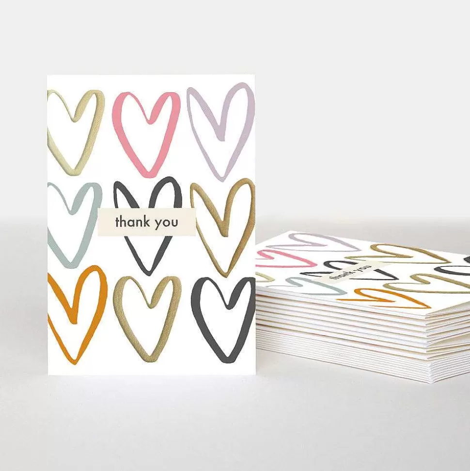 Fashion Gold Foil Hearts Thank You Notecards Pack Of 10 Thank You Card Packs