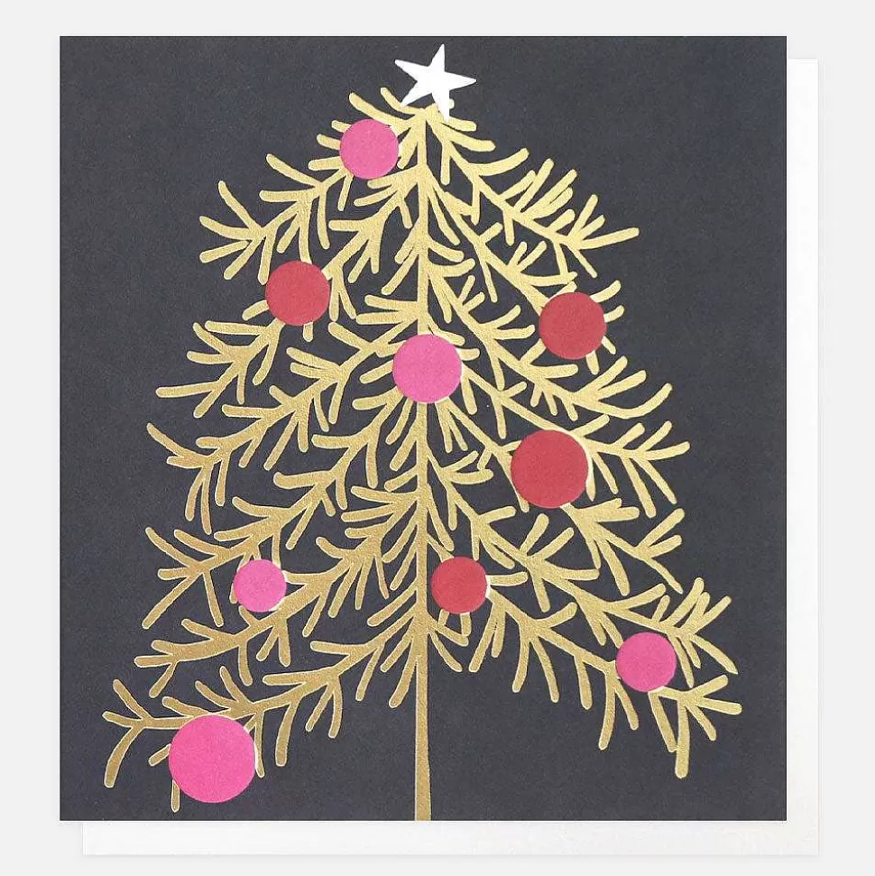 Best Sale Gold Tree With Baubles Charity Christmas Cards Pack Of 8 Christmas Card Packs