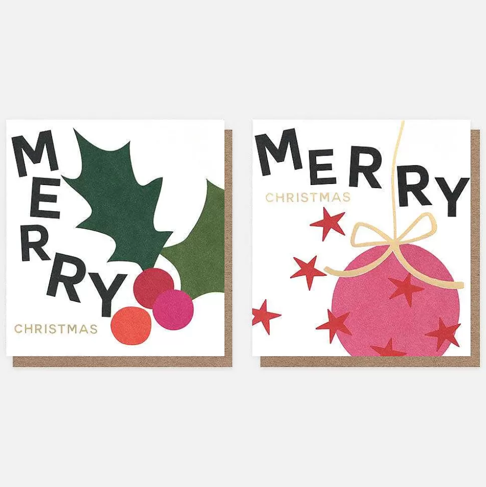 Outlet Holly And Star Bauble Charity Christmas Cards Pack Of 8 Christmas Card Packs