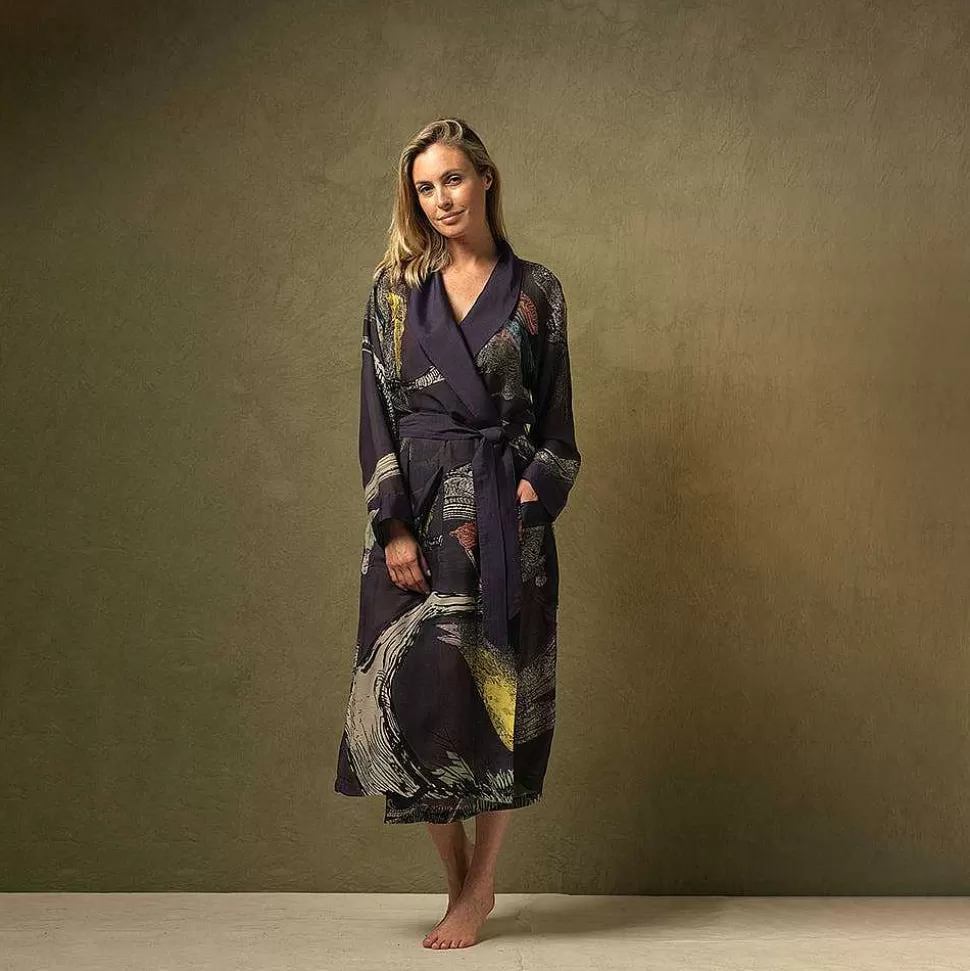 Cheap Ink Blue Birds Lightweight Gown Loungewear