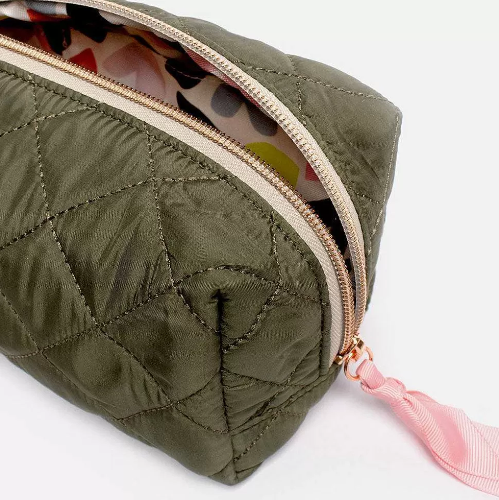 Online Khaki Quilted Cube Cosmetic Bag Travel Accessories