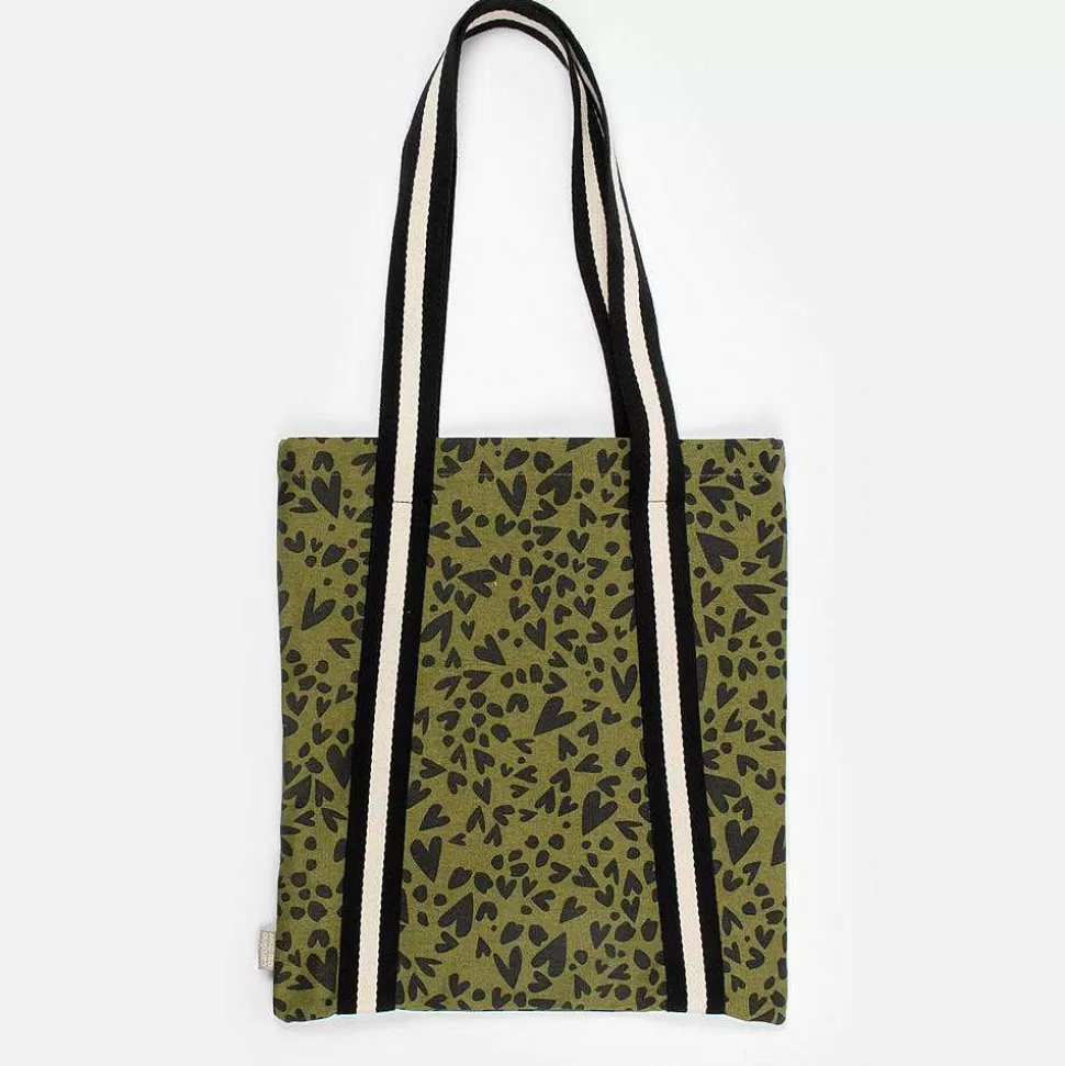 Hot Khaki/Black Heart Tote Bag Travel Accessories