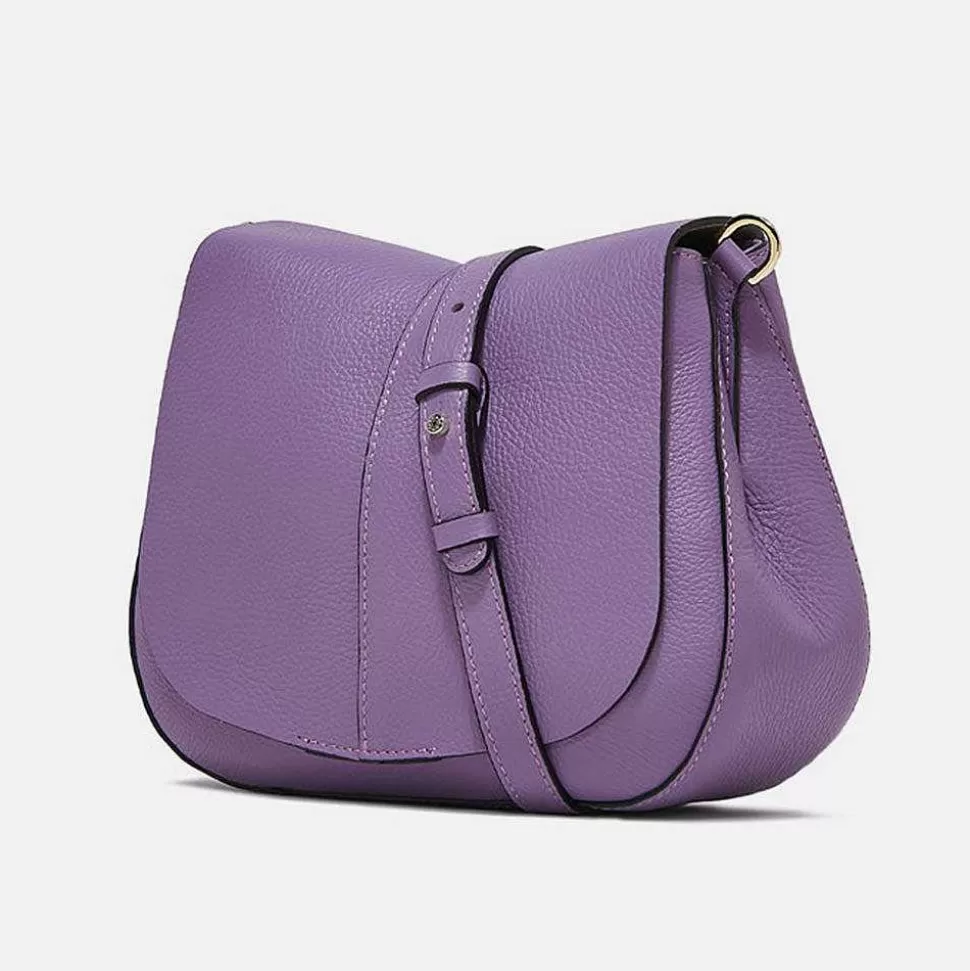 Clearance Lilac Leather Helena Saddle Bag Shoulder Bags