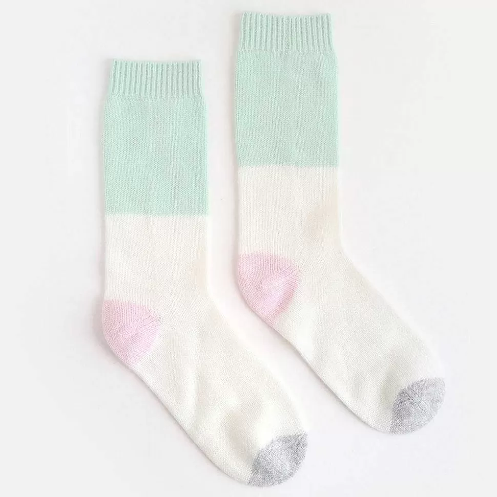 Outlet Mint/Cream Cashmere Bedsocks Socks