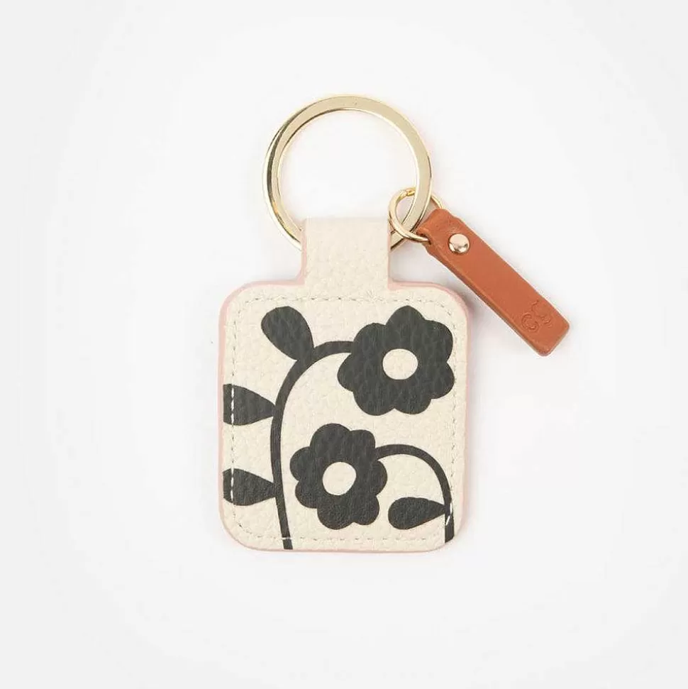 Clearance Mono Floral Tab Keyring Keyrings & Bag Charms