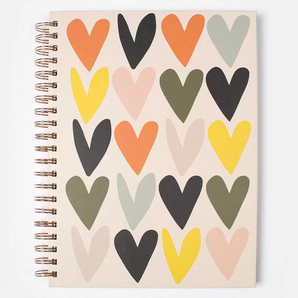 Flash Sale Multi Hearts Spiral Bound Hardback A4 Notebook Notebooks