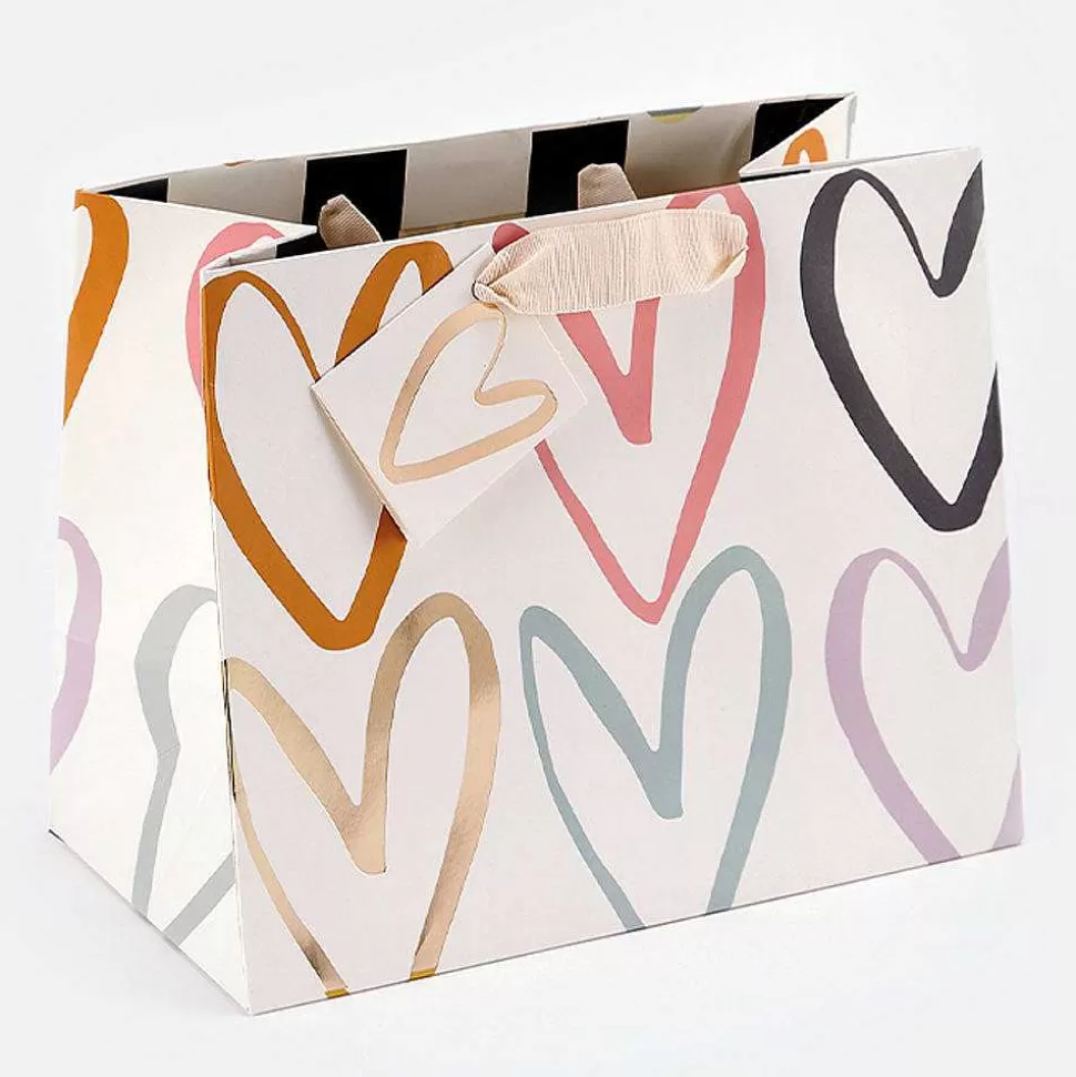 Cheap Multi Outline Hearts Landscape Gift Bag Gift Bags