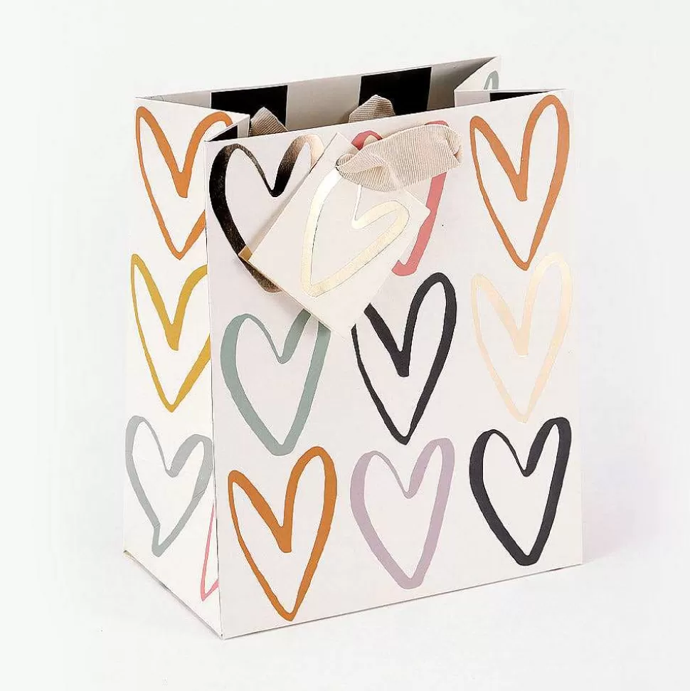 Clearance Multi Outline Hearts Medium Gift Bag Gift Bags