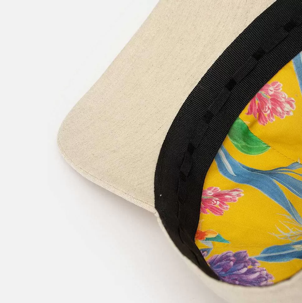 Clearance Natural Linen Floral Lined Cap Hats & Caps