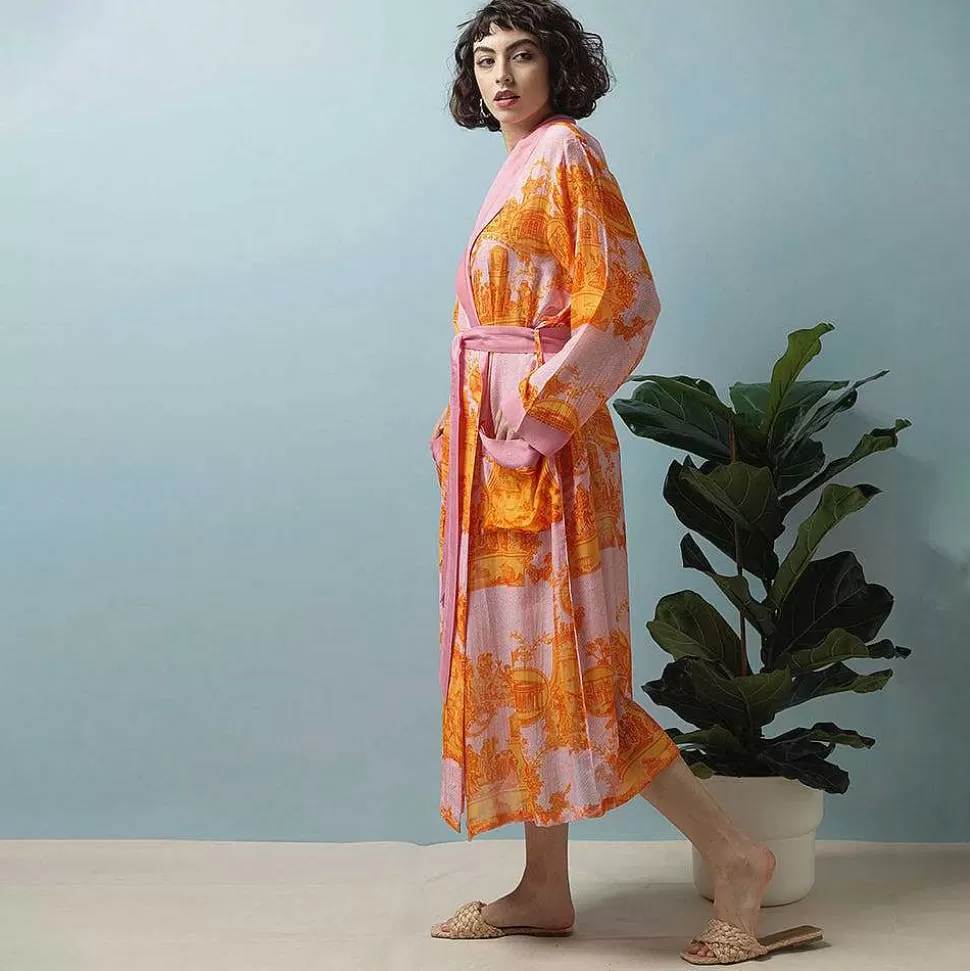 New Orange Ancient Columns Lightweight Dressing Gown Loungewear