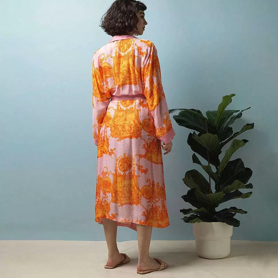 New Orange Ancient Columns Lightweight Dressing Gown Loungewear