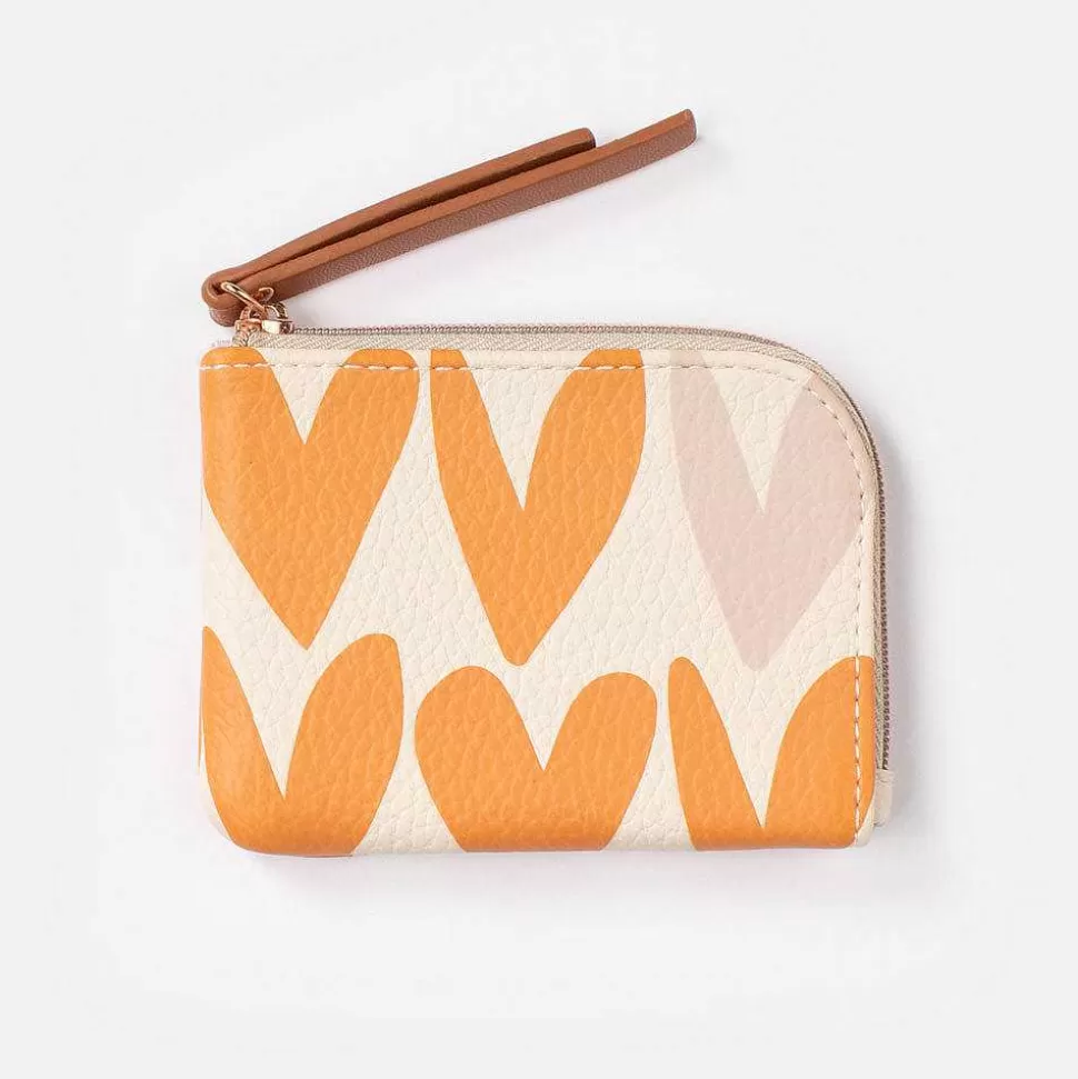Hot Orange/Pink Hearts Corner Purse Travel Accessories