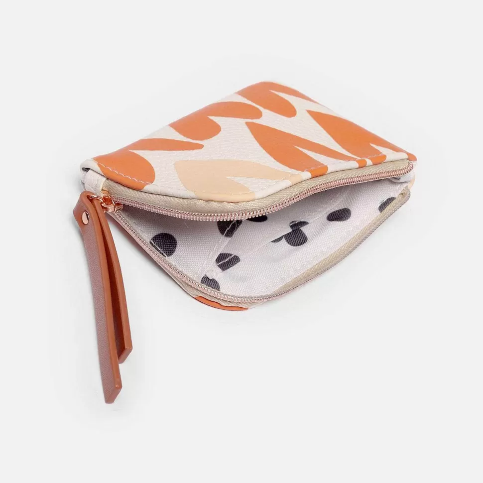 Hot Orange/Pink Hearts Corner Purse Travel Accessories