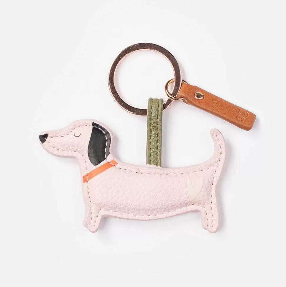 Hot Pale Pink Sausage Dog Novelty Keyring Keyrings & Bag Charms