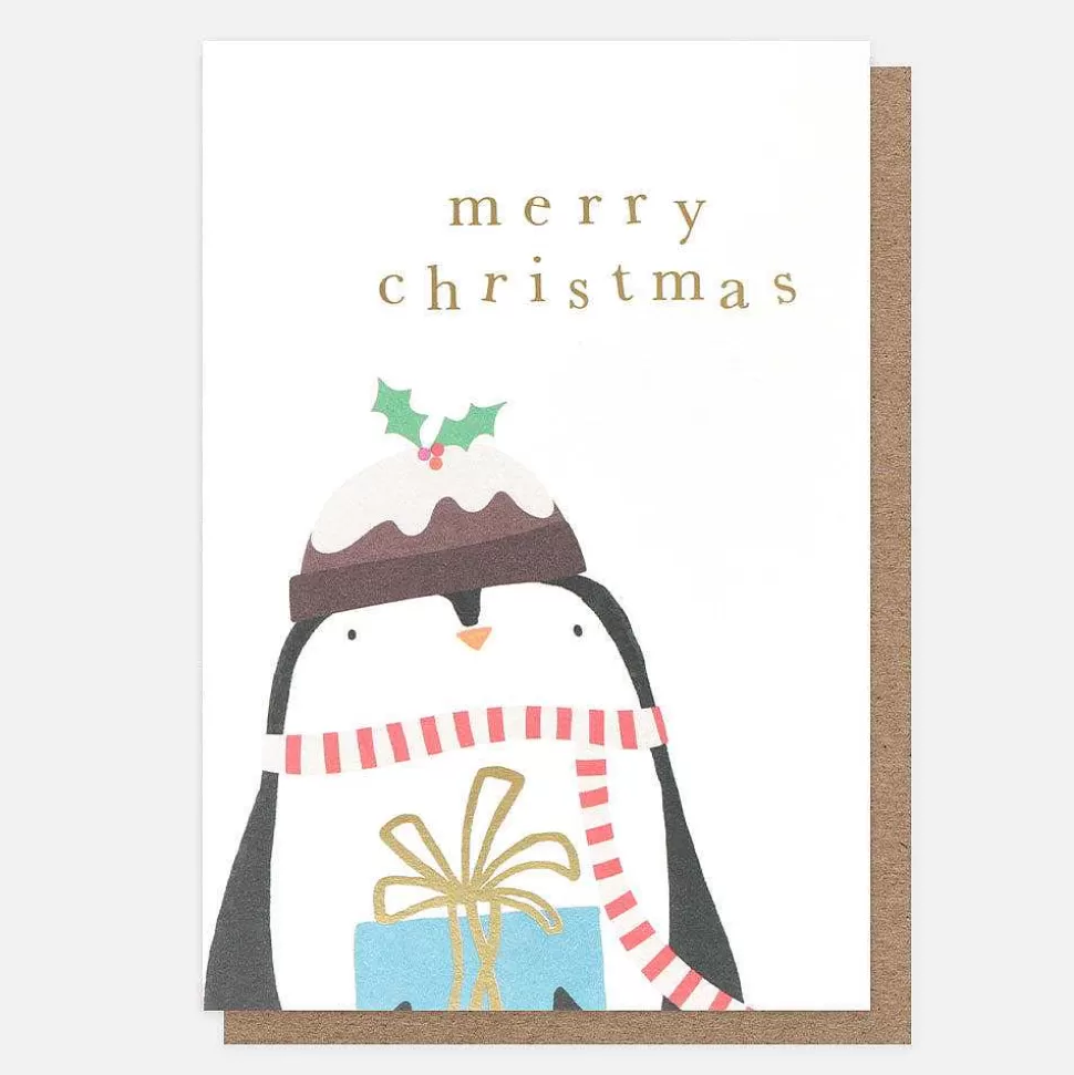 Sale Penguin With Present Small Christmas Card Pack Of 10 Christmas Card Packs