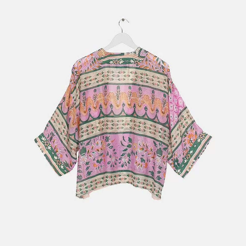 Cheap Pink Folk Flowers Short Kimono Kimonos