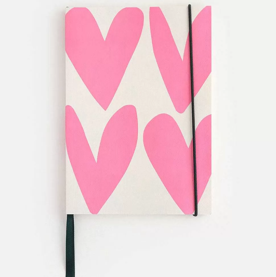 Online Pink Hearts A5 Soft Cover Notebook Notebooks