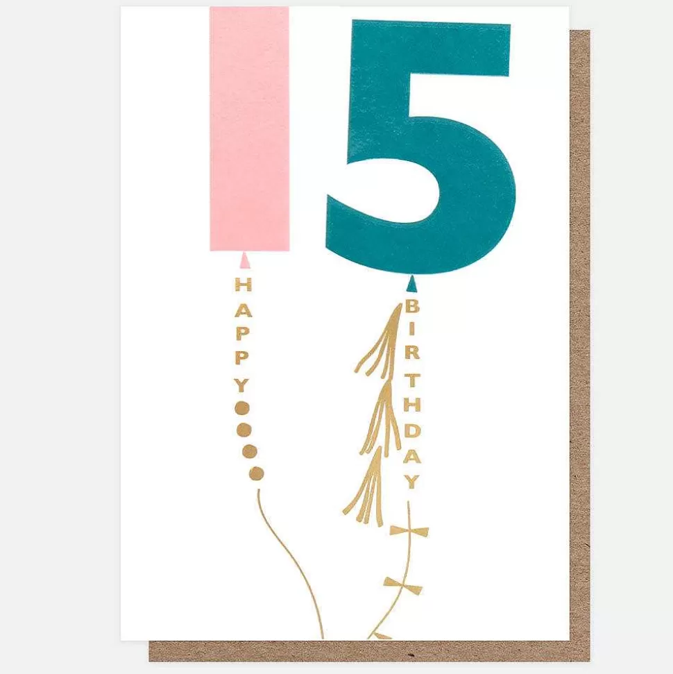Discount Pink/Blue Balloon 15Th Birthday Card For Kids