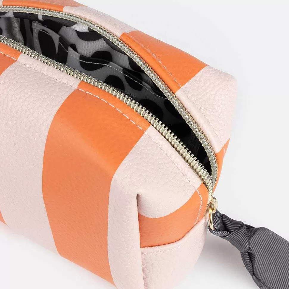 Online Pink/Orange Stripe Mini Cube Cosmetic Bag Travel Accessories