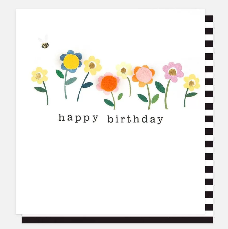 Best Sale Pom Pom Flowers Birthday Card New Cards