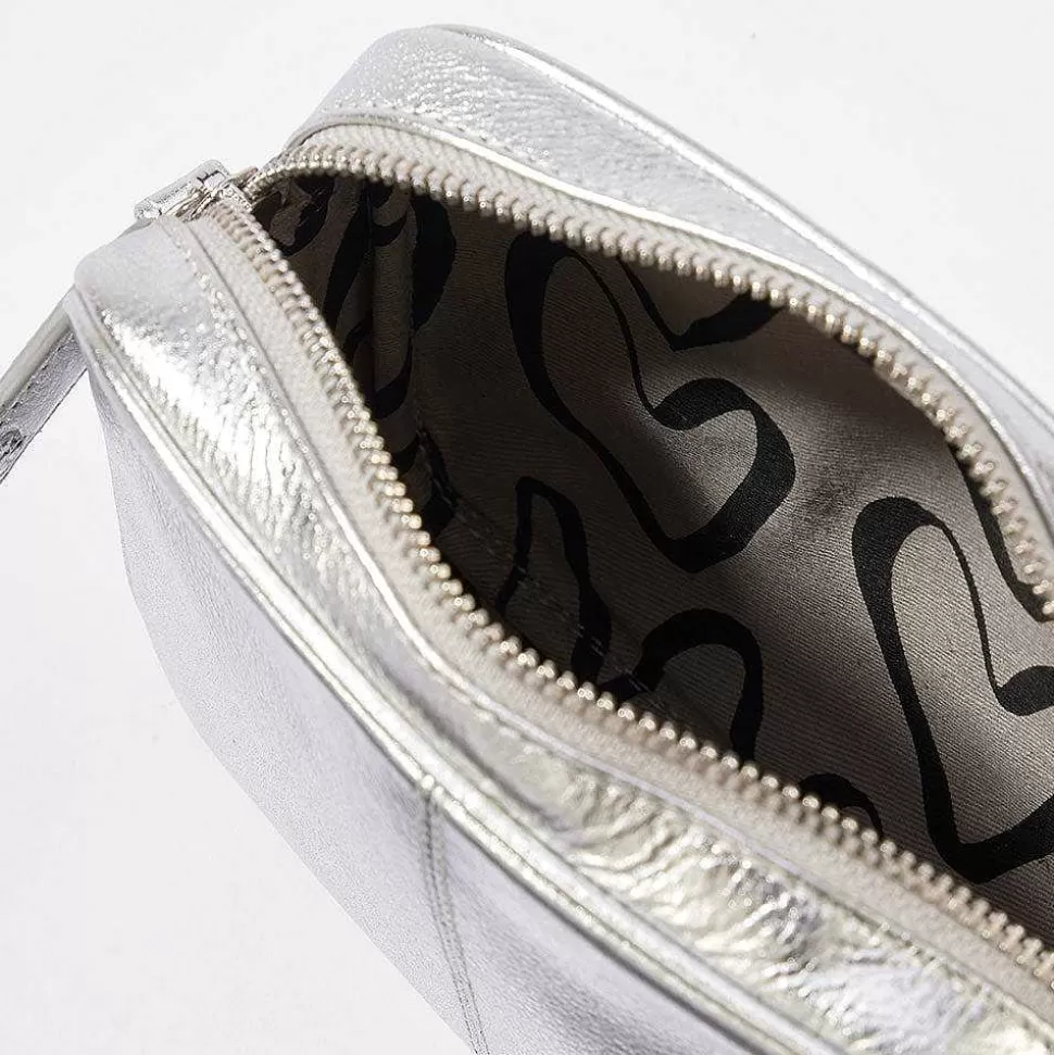 Online Silver Leather Mini Camera Bag Camera Bags