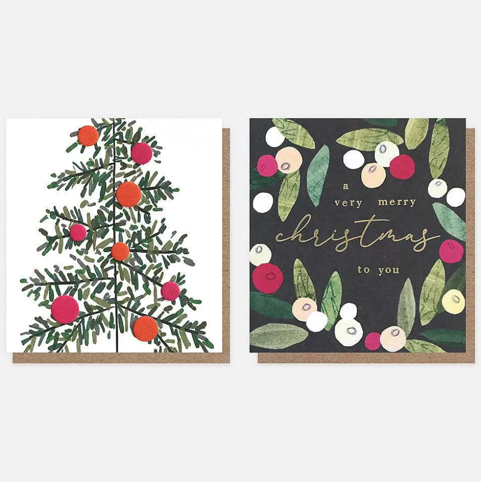 Online Tree, Baubles & Mistletoe Charity Christmas Cards Pack Of 8 Christmas Card Packs