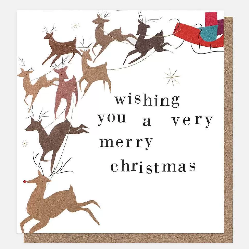Sale Wreath And Reindeer Charity Christmas Cards Pack Of 8 Packs Of Cards