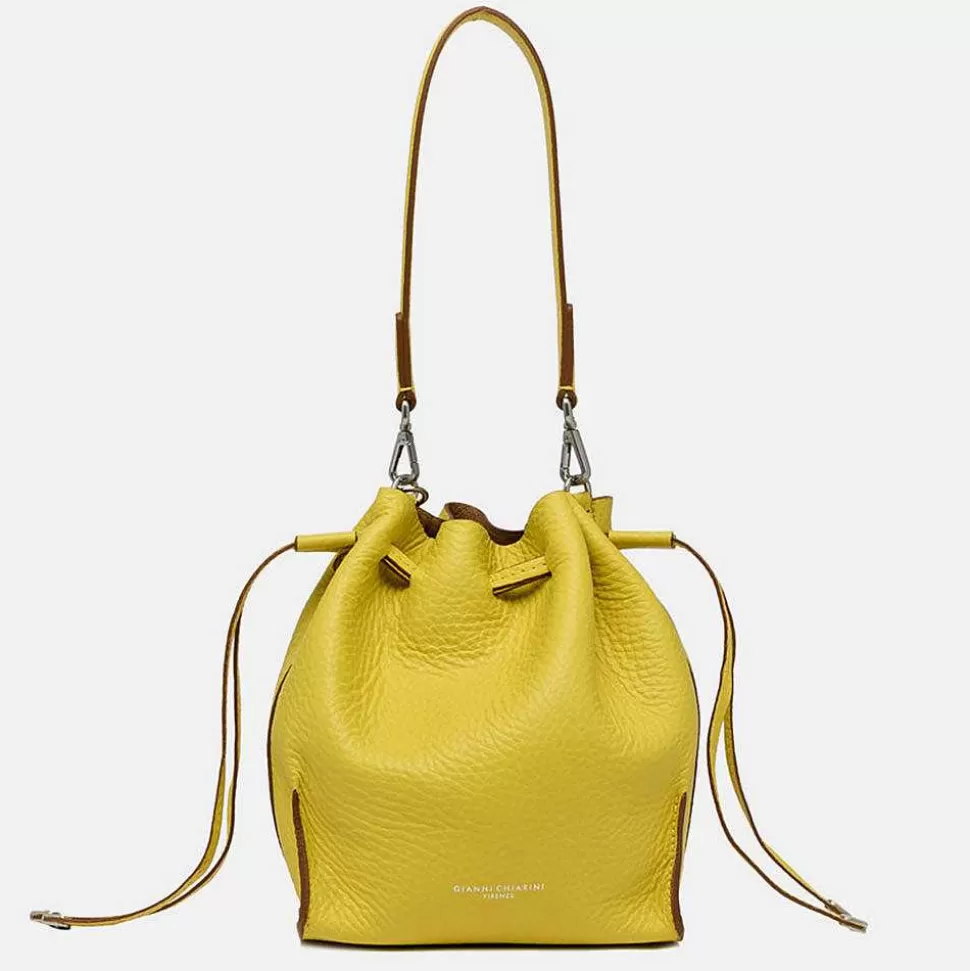 Sale Yellow Leather Joy Drawstring Bucket Bag Colourful Bags